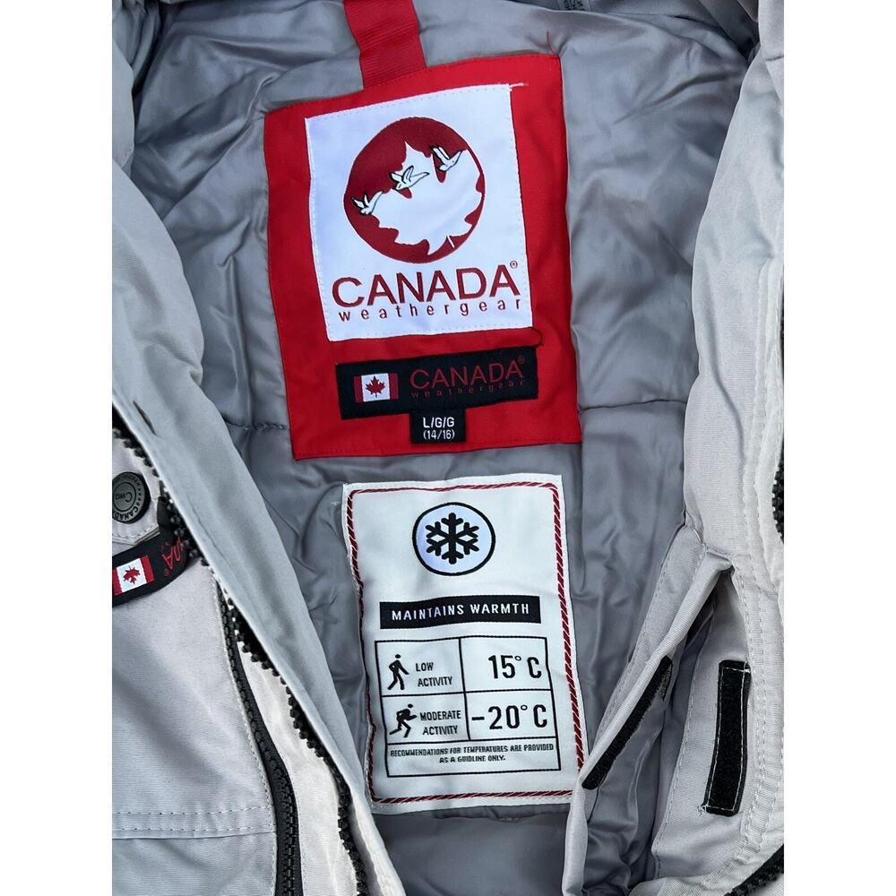 Canada Parka Jacket Weather Gear Waterproof Grey Boys Size Large 14-16 Brand New - Picture 4 of 14